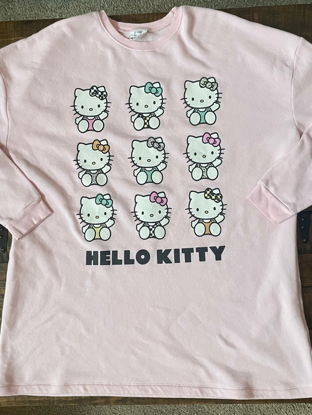 Plus Size Hello Kitty Light Pink Long Sleeve Tunic Sweatshirt